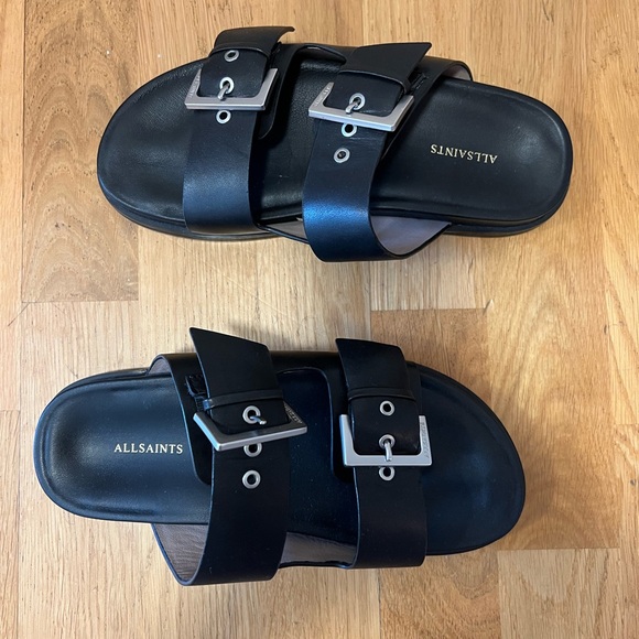 All Saints Black Sandals with Silver Buckles - Picture 5 of 10